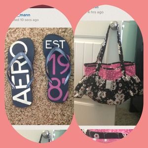 Aeropostale flip flops and Floral Bag bundle!