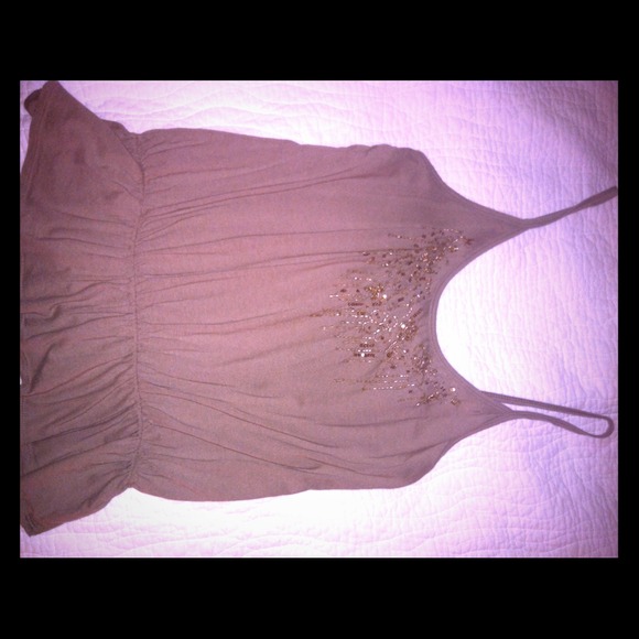 Taupe tank with beaded detail