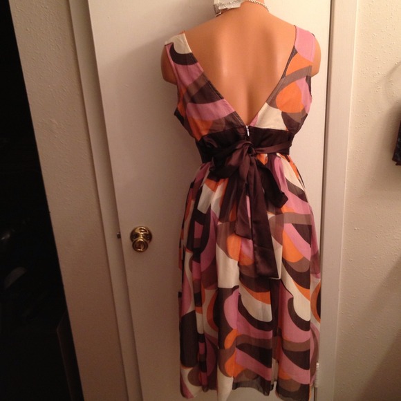 Forever 21 Mosaic Color Print V-neck Dress Sz Med