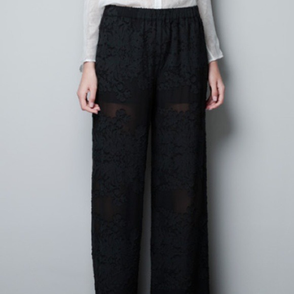 Zara Black Sheer Pants NWOT