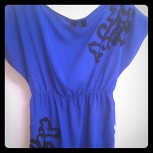 Royal Blue Top/dress with black appliqué