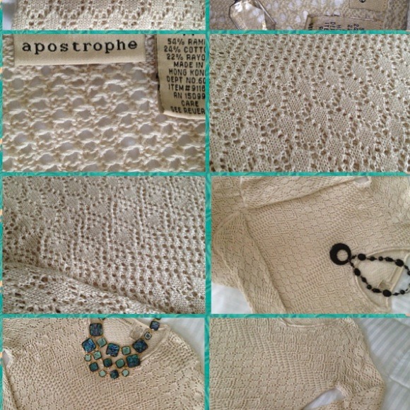 🎀SOLD🎀Gorgeous 🌴Chic🌴Crochet Apostrophe top - Picture 2 of 3