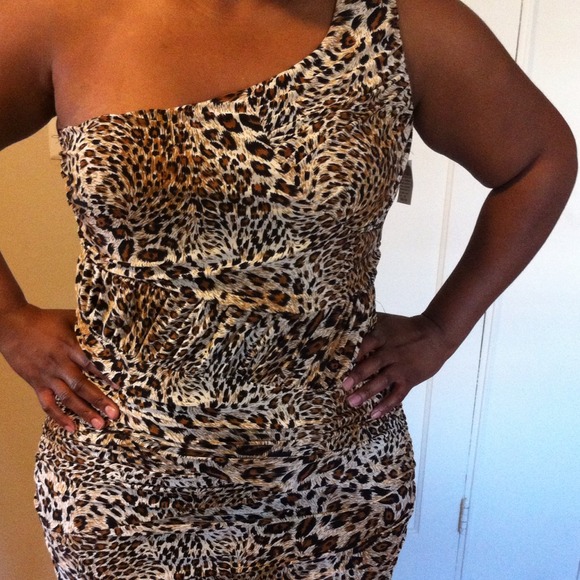 One shoulder leopard party dress - Picture 2 of 3