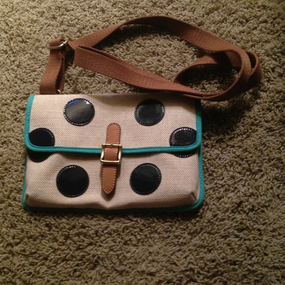 Fossil Key Per Mini Dot Crossbody in Navy