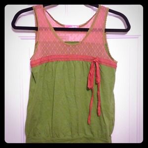 Green top with pink lace