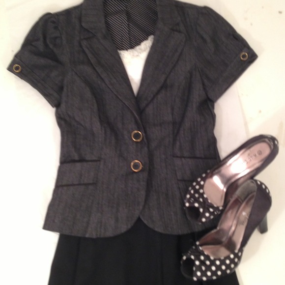 Black w/polkadot lining denim blazer size small/4