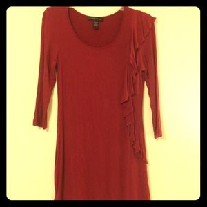 Red Side-Ruffle Tunic