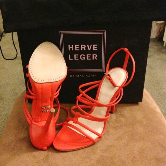 Herve Leger Odette Orange Stiletto 38-8.5 - Picture 2 of 4