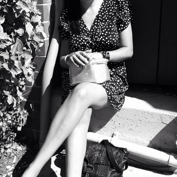 Black and white polka dot dress