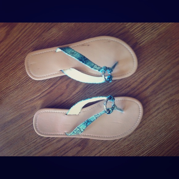 Traded🚫🚫Blue snake skin flip flops