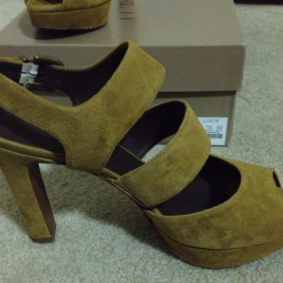 SOLD J.Crew Collins Suede Peep toes Sz. 6.5 - Picture 2 of 4