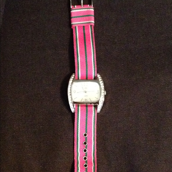 Grosgrain Ribbon Watch w/ Rhinestones