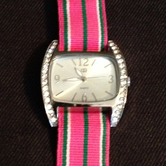 Grosgrain Ribbon Watch w/ Rhinestones - Picture 2 of 2