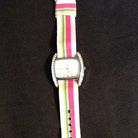 Grosgrain Ribbon Watch w/ Rhinestones