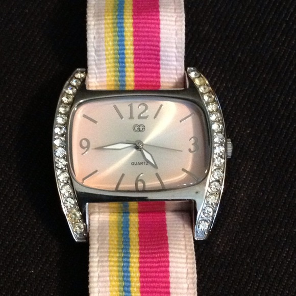 Grosgrain Ribbon Watch w/ Rhinestones - Picture 2 of 2
