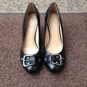 Nine West Black Leather Wedges