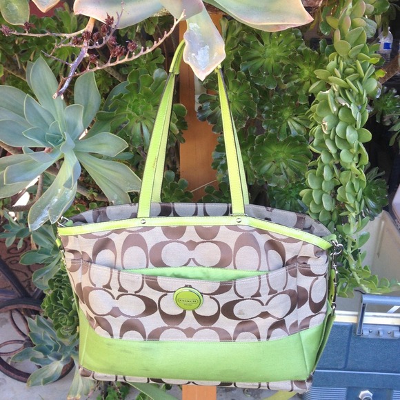 Coach Signature Stripe Diaper Tote