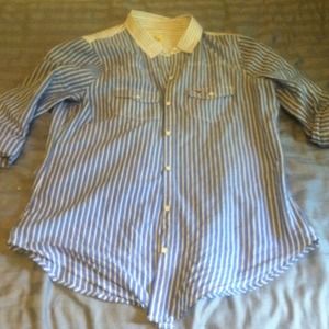 Blue and white button down
