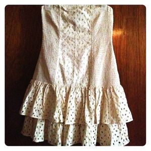 NWOT; Strapless smocked eyelet dress