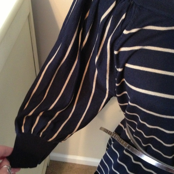 🎉HOST PICK🎉Navy and Beige Striped Dress - Picture 4 of 4