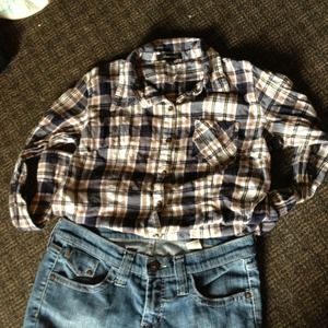 Striped button up(top is free) and Frankie B jeans