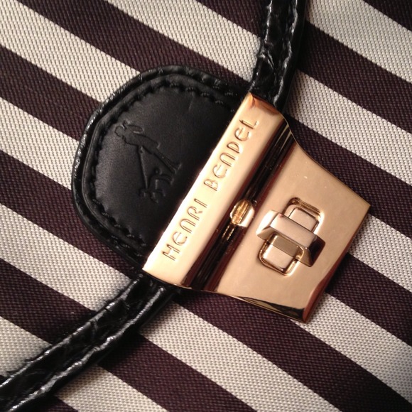 Henri bendel Brown and white stripe clutch