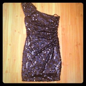 Sequined one shoulder dress