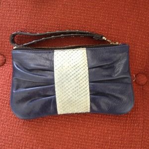 Sold-BE&D leather navy blue clutch