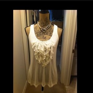 Cream Ruffle Top by Express