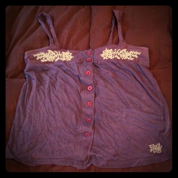 ❗️✋gone✋❗️Grey Roxy embroidered button  tank top