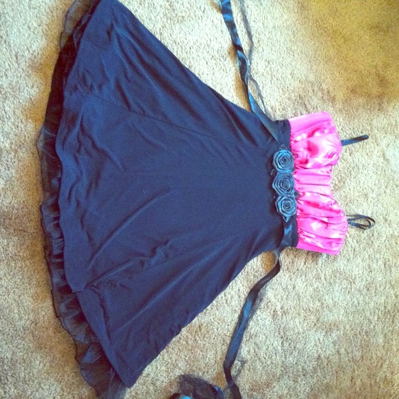 Hot Pink/Black Party Dress. NEVER WORN!