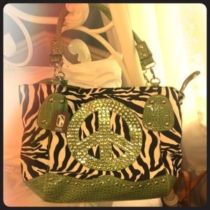 Cute zebra & peace sign shoulder bag
