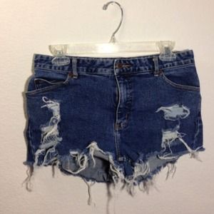 ⛔SOLD⛔  Distressed denim high waist shorts