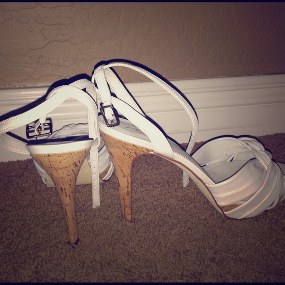 Aldo white sandals with cork heel