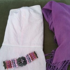 Strapless pink and white striped dress