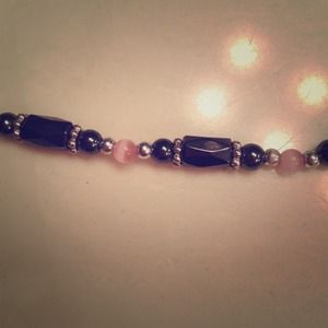 Black and pink stone magnetic necklace/bracelet.
