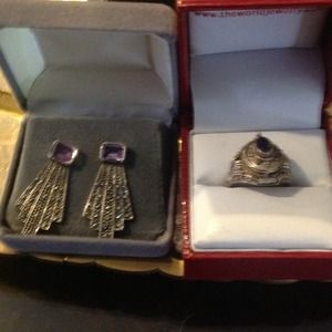 Sterling silver amethyst ring and earrings