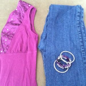 Pink v-neck tank top