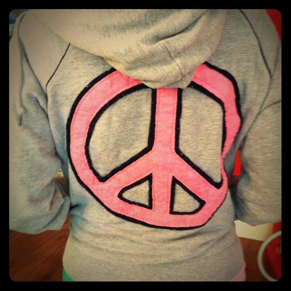 Victoria's Secret Jackets & Blazers - VS PINK!! Zip up hoodie with peace sign