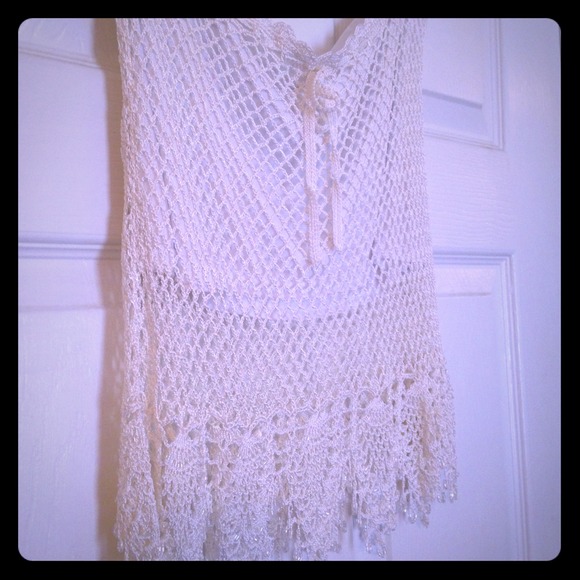 Crochet bathing suit cover up with beads