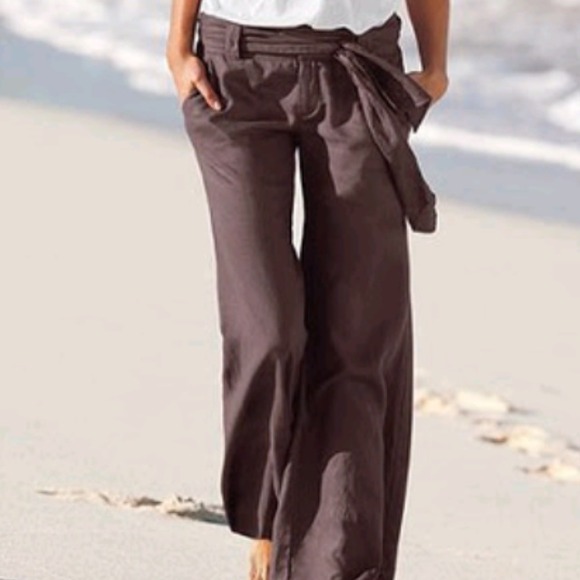 ❌SOLD❌Black wide leg pants with belt❌SOLD❌