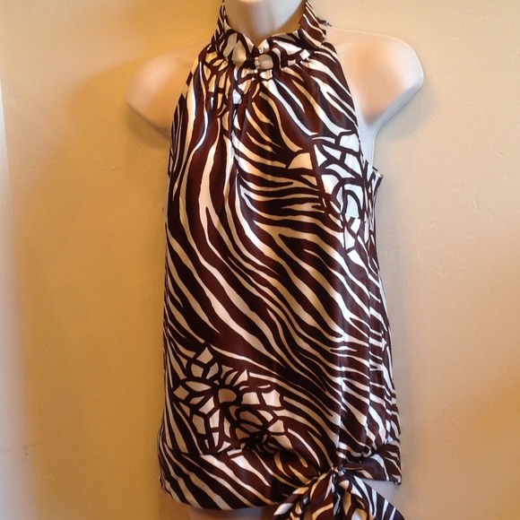 Sexy Zebra Print Halter Blouse - Picture 2 of 4