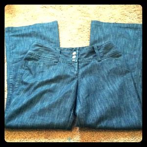 Black Denim-Like Material Dress Pants