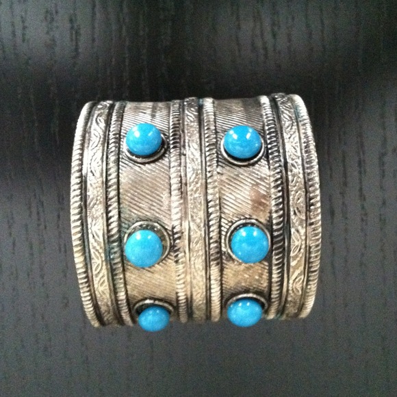 Silver and turquoise cuff