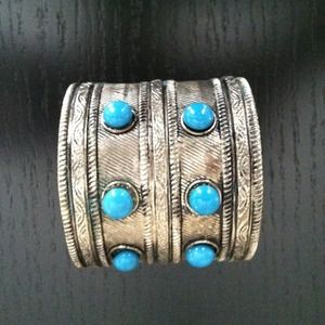 Silver and turquoise cuff