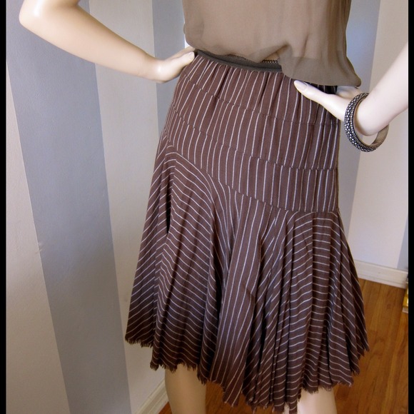 flirty Fossil brown pinstripe cotton skirt S - Picture 3 of 4