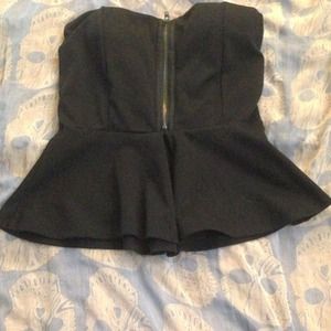 Forever 21 strapless black peplum top