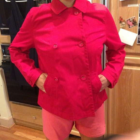 Red pea coat short jacket