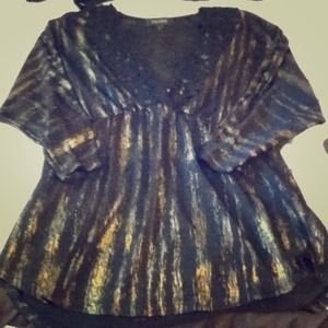 Gold & black V-neck tunic with crochet detail!!!