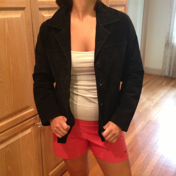 Black leather suede jacket